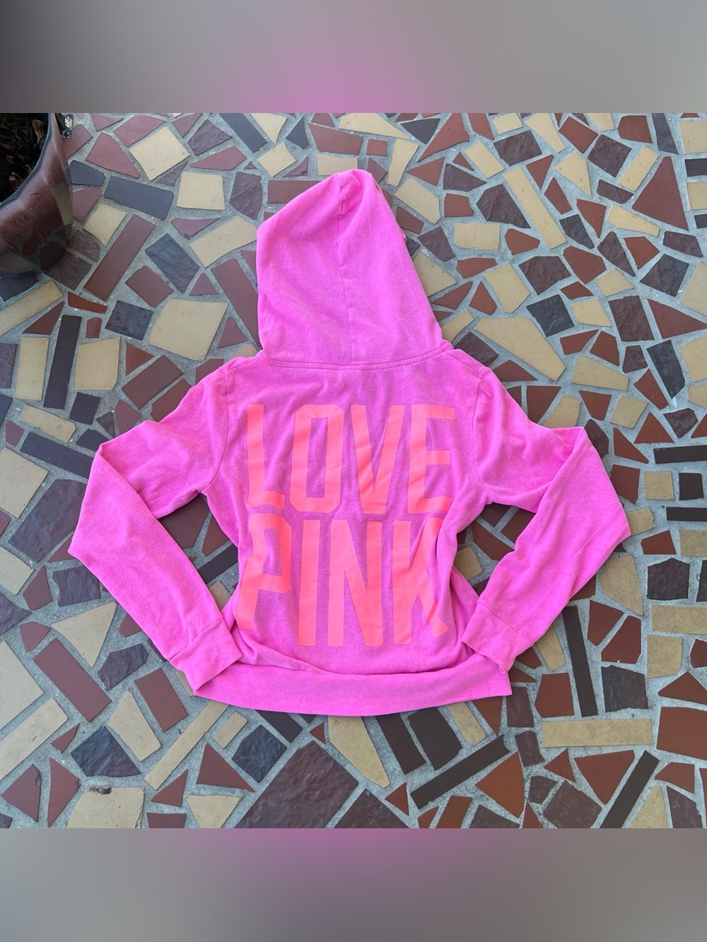 Y2K Style PINK Victoria's Secret Neon Pink Hoodie with Back Logo